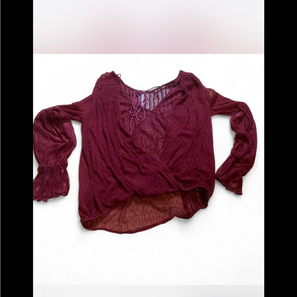 Free People Burgundy boho‎ festival Blouse